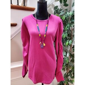 Vero Moda Fuchsia Scrunch Puff Sleeve Round Neck Pullover Sweater Size 2X